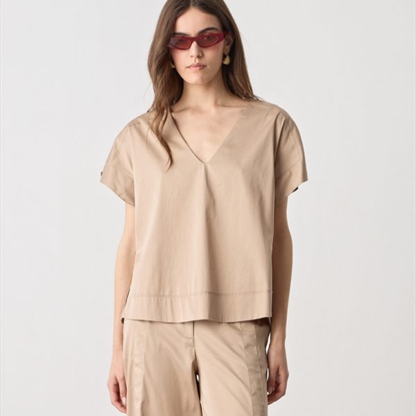 BLOUSE COTTON V NECK