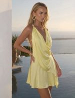 MINI SATIN DRESS LOW V NECK - Image 9