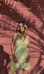 MINI SATIN DRESS LOW V NECK - Image 13