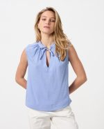 BLOUSE SLEEVELESS TIE NECK