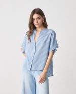 SHIRT STRIPES MAO NECK