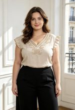 BLOUSE EMBROIDER V NECK - Image 3