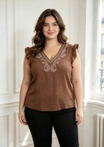 BLOUSE EMBROIDER V NECK - Image 5