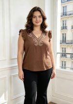 BLOUSE EMBROIDER V NECK - Image 8