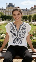 BLOUSE EMBROIDERED  FRONT - Image 2