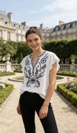 BLOUSE EMBROIDERED  FRONT - Image 3