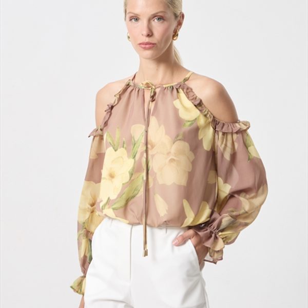 BLOUSE PRINTED CUT OFF SHOULDER
