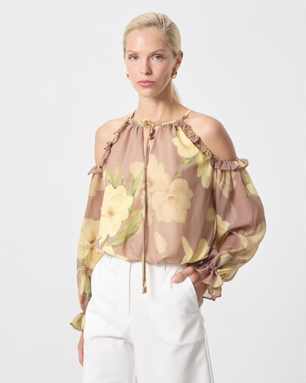 41185.jpg BLOUSE PRINTED CUT OFF SHOULDER - Image 1