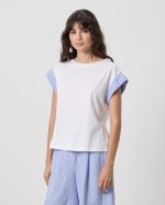 BLOUSE CONTRAST ON SLEEVE