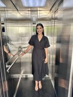 MIDI DRESS LINEN WRAP - Image 2