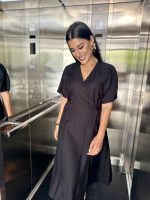 MIDI DRESS LINEN WRAP - Image 7