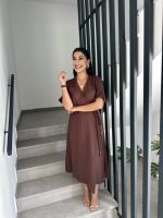 MIDI DRESS LINEN WRAP - Image 10