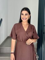 MIDI DRESS LINEN WRAP - Image 13