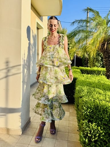 MIDI DRESS TIERED RUFFLE