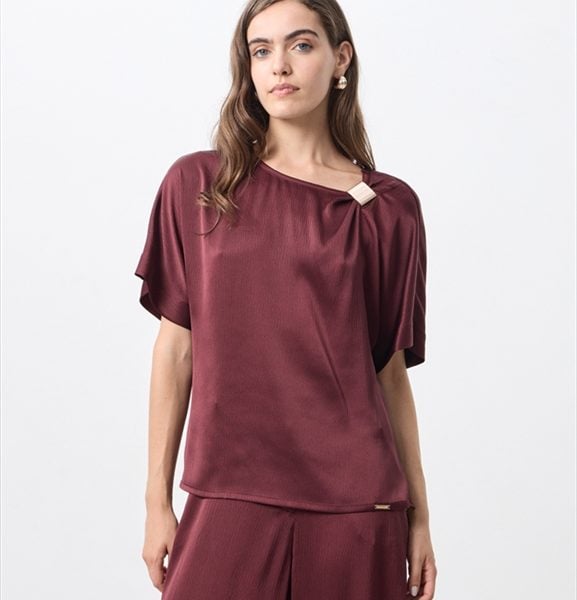 BLOUSE SATIN SHORT SLEEVE