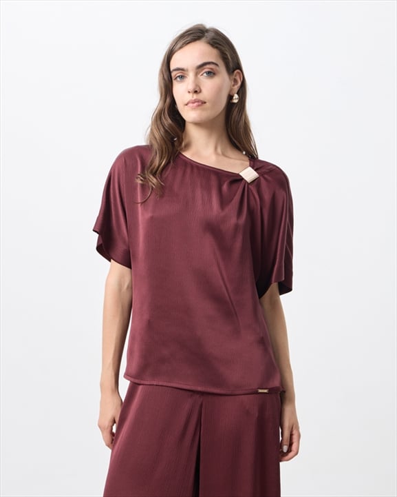 42027.jpg BLOUSE SATIN SHORT SLEEVE - Image 1
