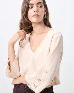 BLOUSE CREPE FLARED SLEEVE - Image 3