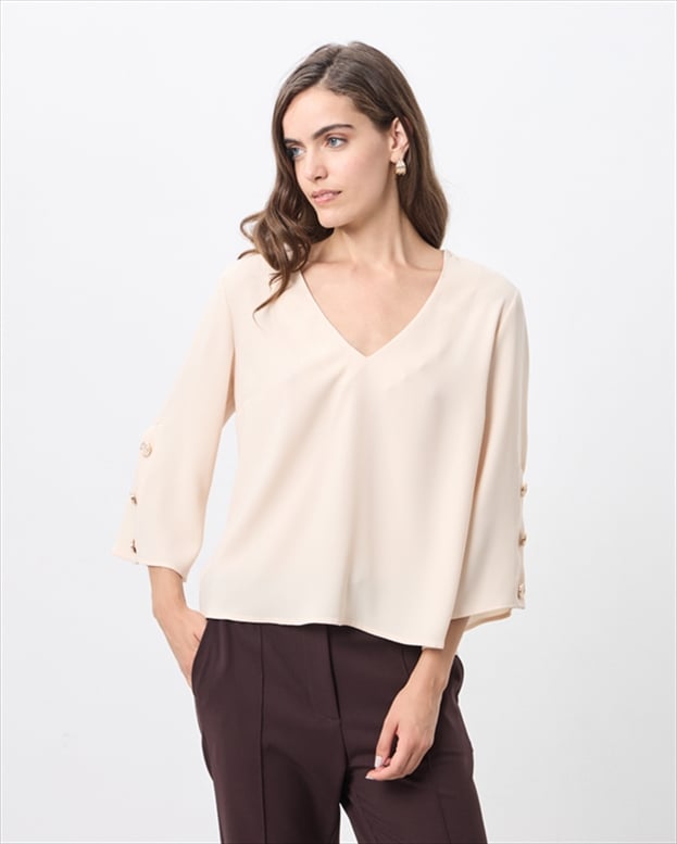 42043.jpg BLOUSE CREPE FLARED SLEEVE - Image 1