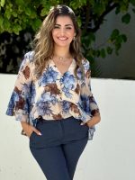 CHIFFON PRINTED FLARED SLEEVE