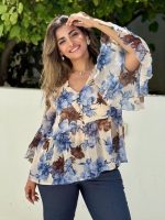 CHIFFON PRINTED FLARED SLEEVE - Image 3