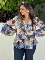 CHIFFON PRINTED FLARED SLEEVE - Image 4