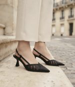 SLINGBACK PUMPS SATIN STRIPES - Image 4