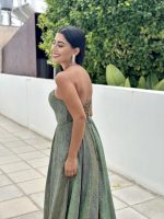 MAXI GLITTER STRAPLESS DRESS - Image 9